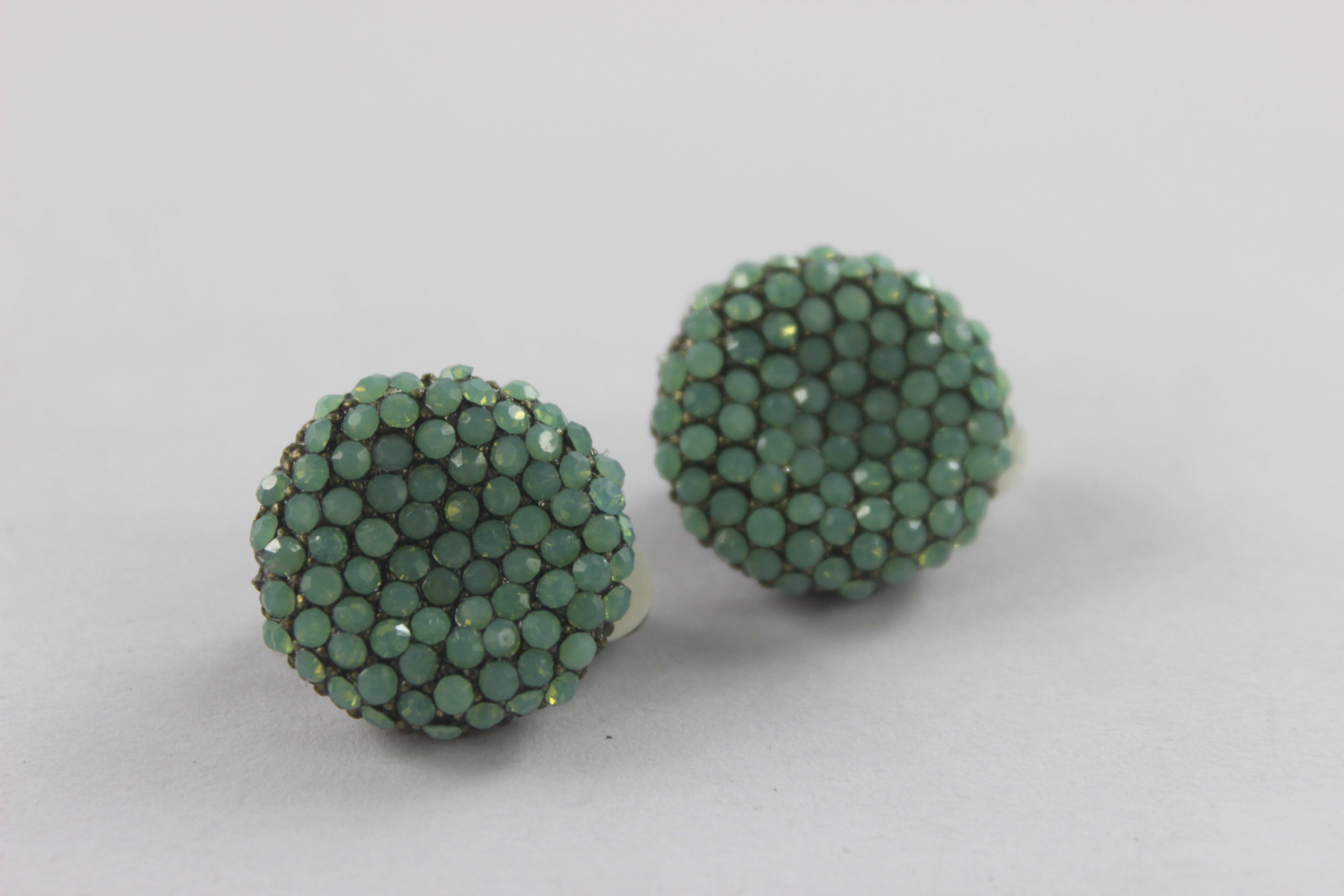 Green Crystal Accent Round Stud Earrings E1845 for wholesale on Faire1