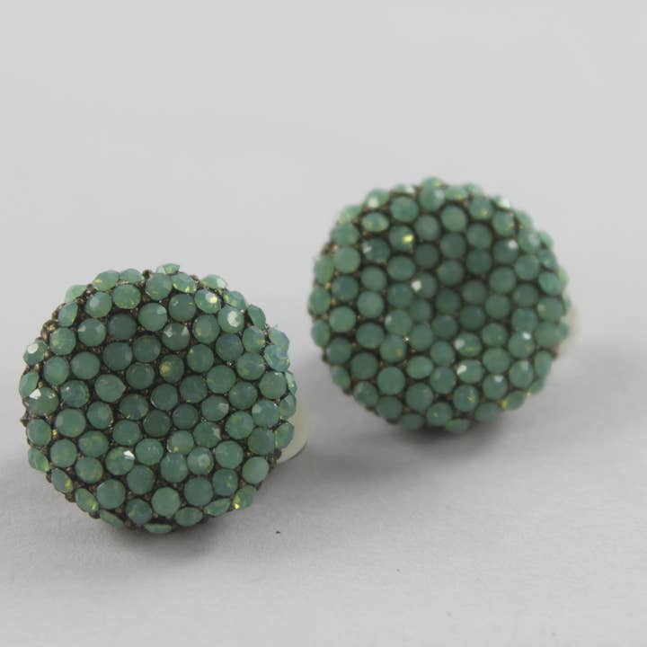 Green Crystal Accent Round Stud Earrings E1845 for wholesale on Faire1