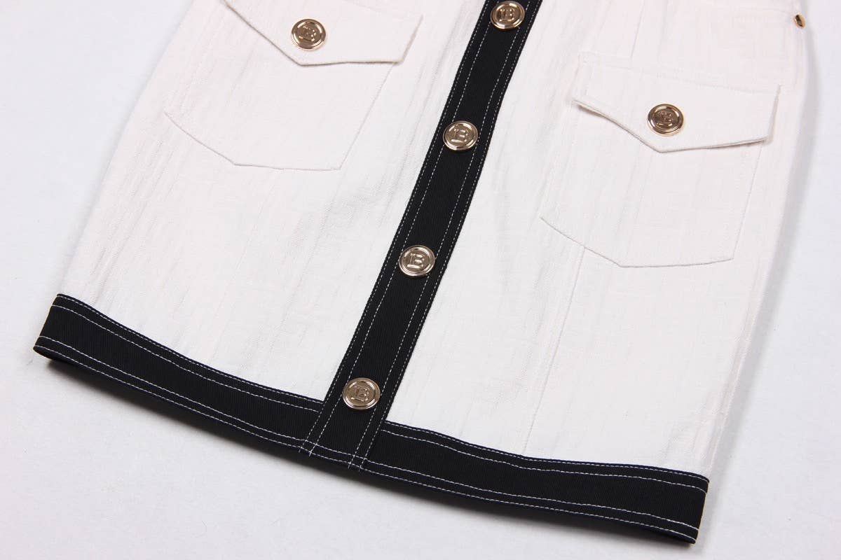 Productseeker - Wholesale Dress - Women's - DR038 Short-sleeved Dress With Gold Buttons9