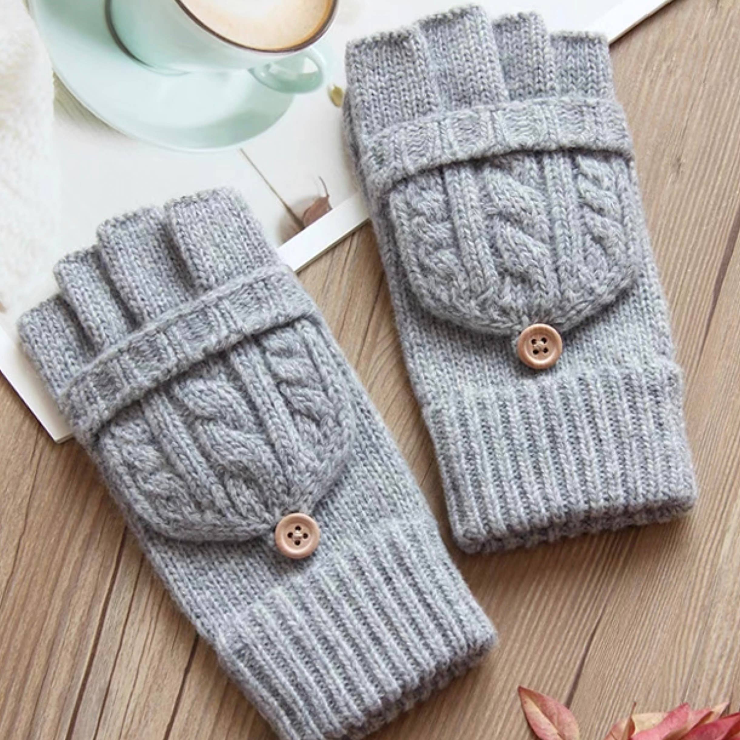 Happy Knits - Wholesale Gloves - Women's - Flip-Cover Wool Gloves for Women - Fingerless Winter Gloves0