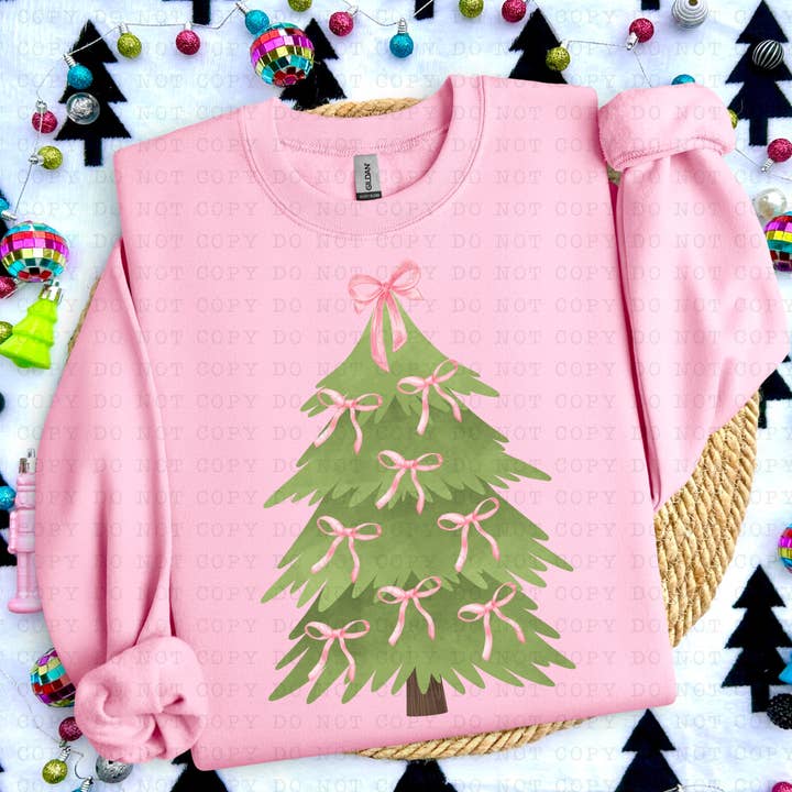 Sudadera de cuello redondo con lazo de corqueta y árbol de Navidad para venta al por mayor de Leighton Allan Wholesale