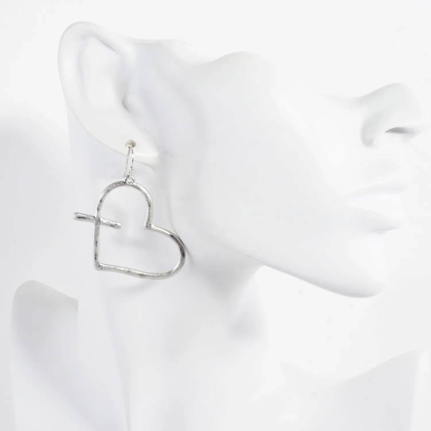 Wild Honey - Wholesale Dangle Earrings - Hammered-Texture Cross-Heart Combined Earrings5