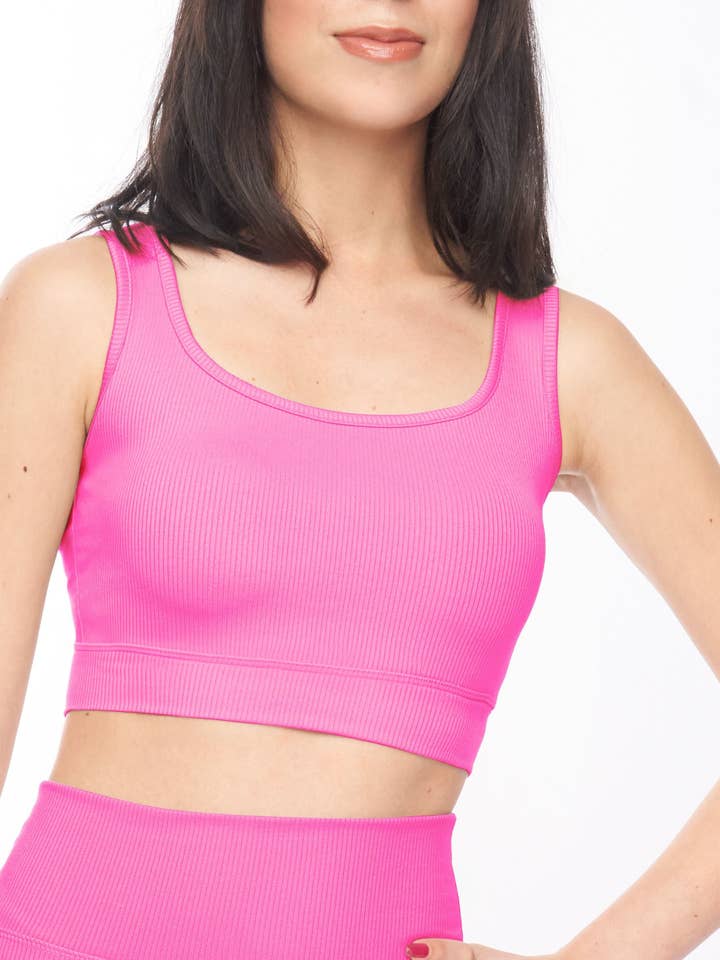 Top Crop Roda com nervuras - Fúcsia por atacado de Lookus