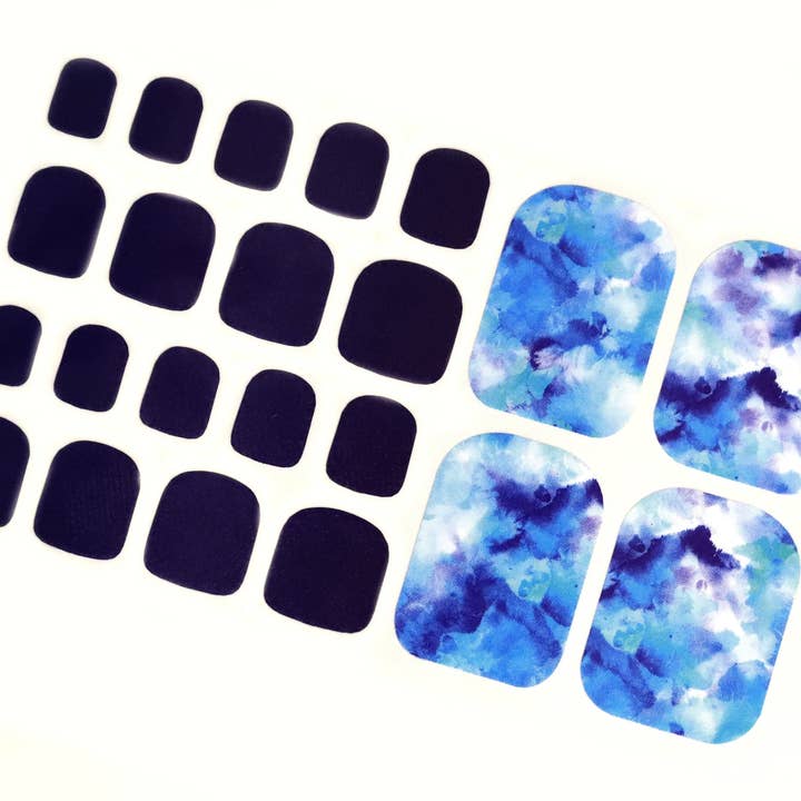 Marineblå Swirl Wraps til tæer/marmor sommer tå Neglelak Strimler/Beach Ocean Nail Klistermærker/Pedicure 3D Tå Nail Wraps Gratis fragt for engroshandel hos ClebleNails