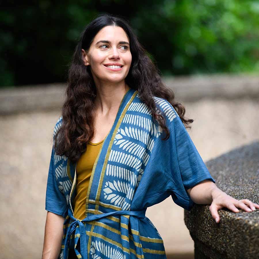 Ichcha - Wholesale Kaftan - Women's - Blue Beach Coverup Lounge Kimono/Robe Kaftan Dress - Aarya2