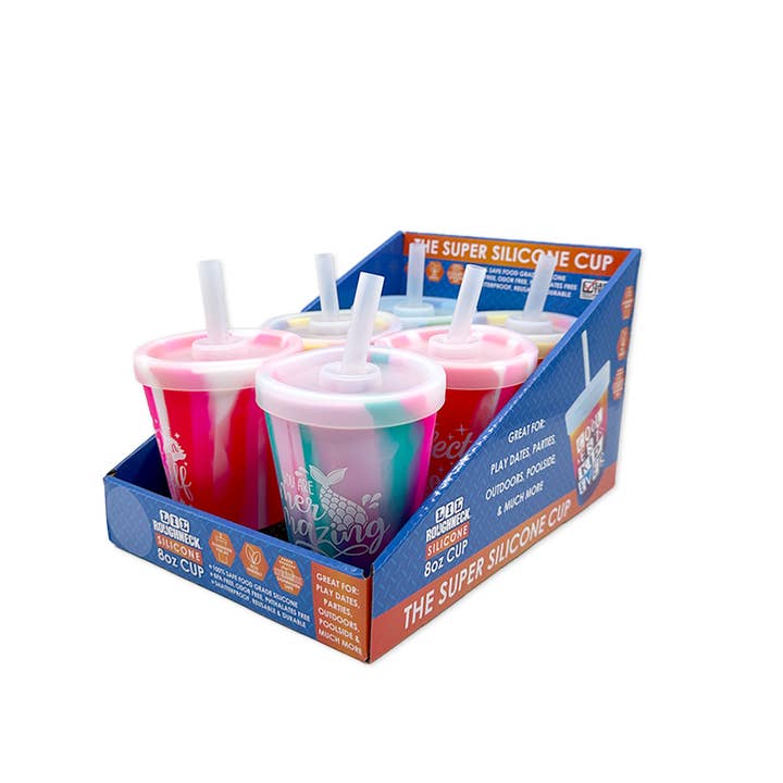 Novelty Brands - Wholesale Drinking Glass/Cup - Kids & Baby - Silicone 8oz Kids Toddler Kiddo Super Cups- 6/Display