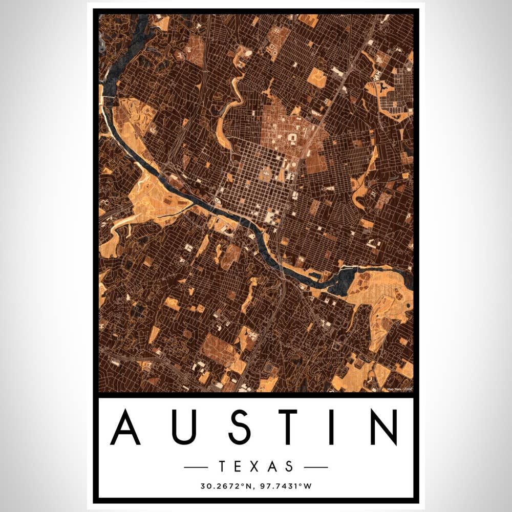 JACE.design - Wholesale Art Print - Austin TX Map Print Ember2
