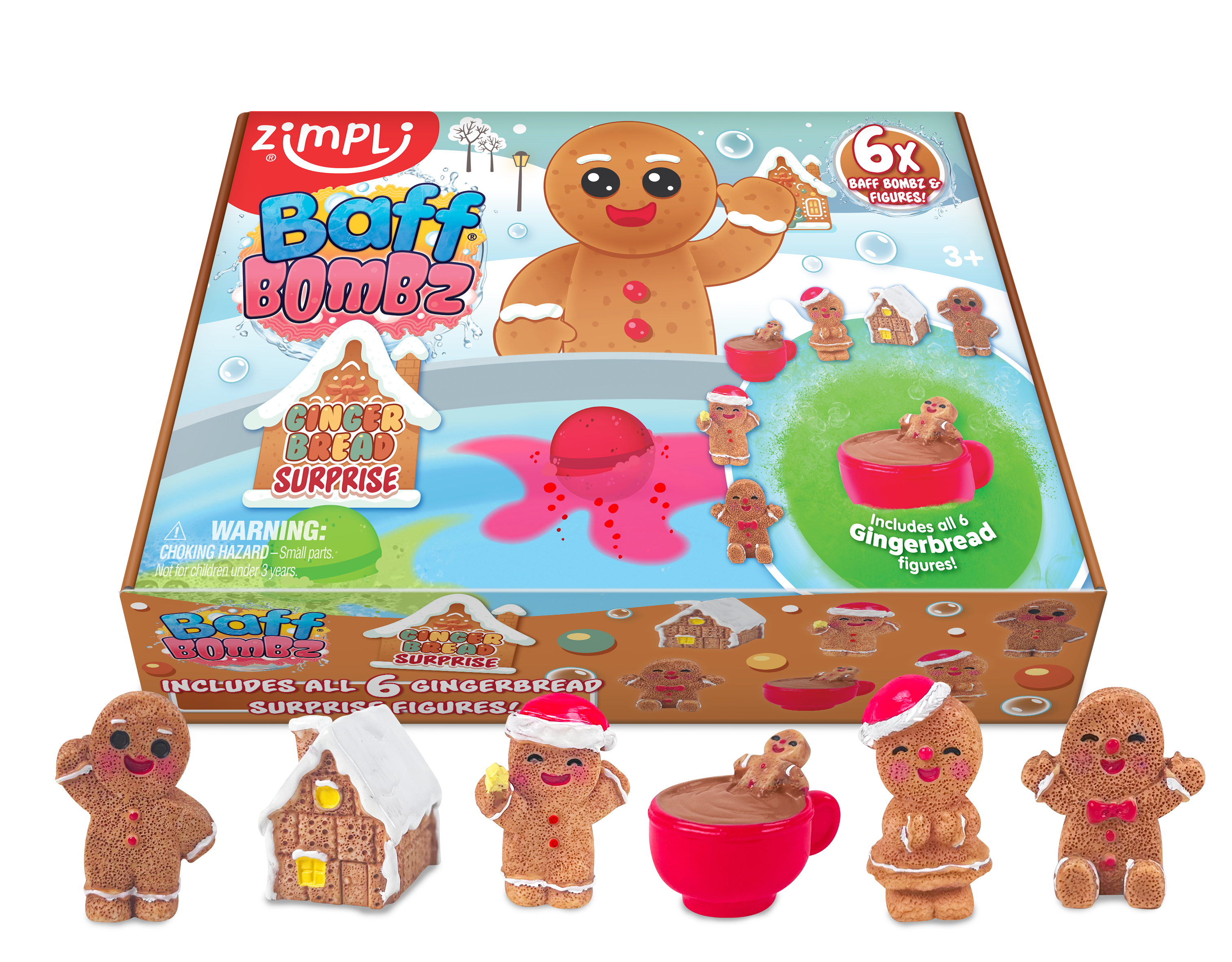 Zimpli Kids – wholesale Bath toy – Baby – Zimpli 6x Baff Bombz Gingerbread Surprise Bath Bomb1