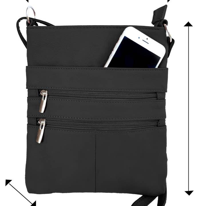 Roma Leathers, Inc. - Wholesale Crossbody Bag - Women's - RM011 cowhide leather crossbody shoulder bag0