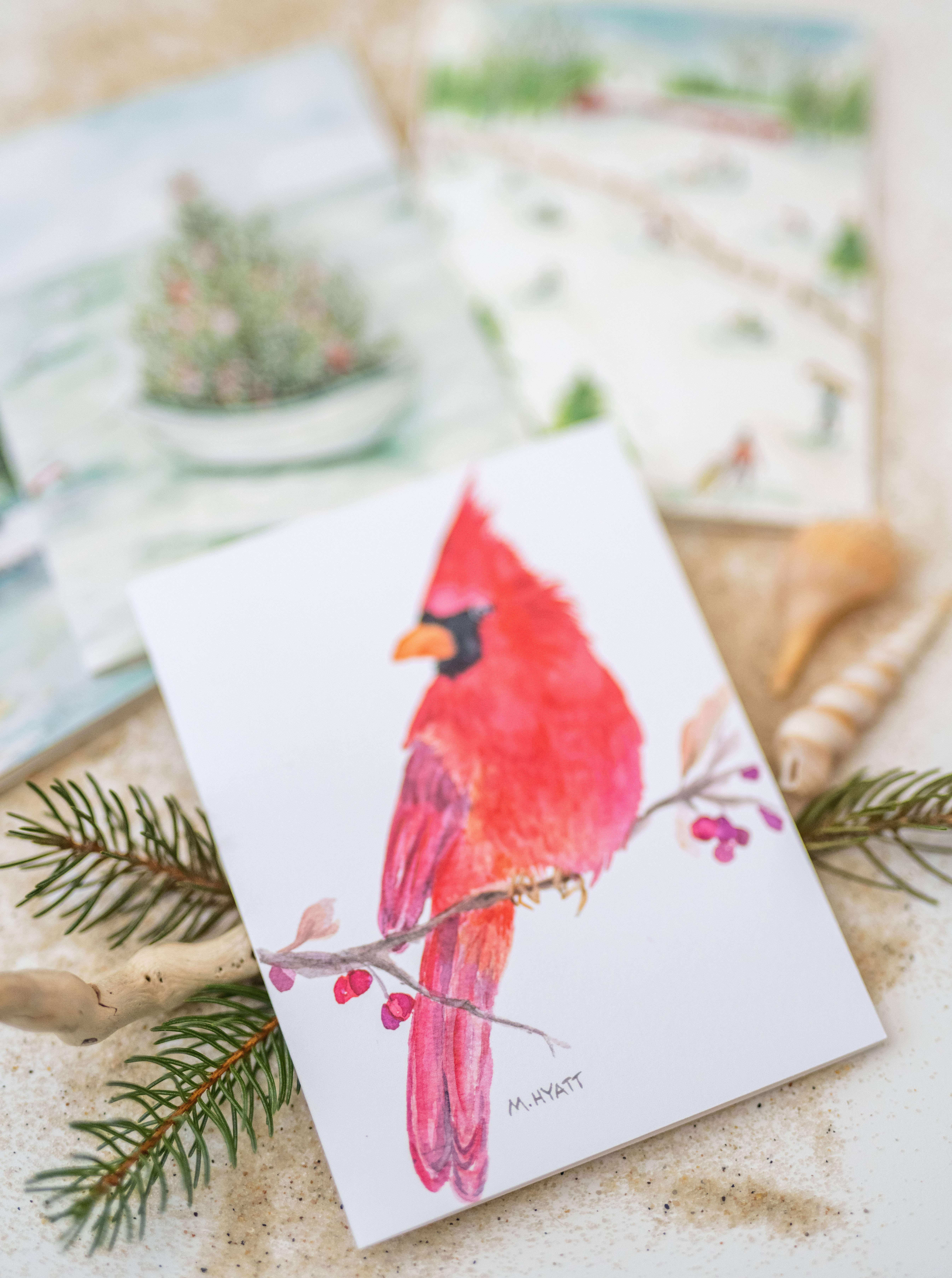 Melissa Hyatt – Großhandel Grußkarten für den Alltag – "Aquarell-Grußkarte Roter Kardinal"5