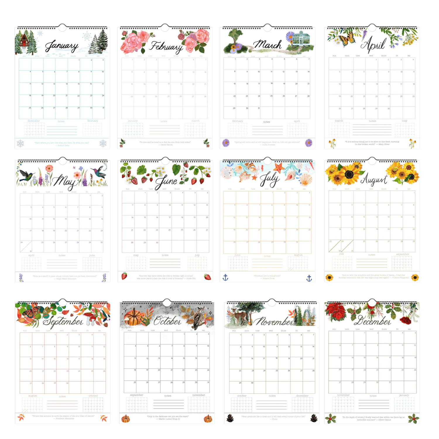 glad you're here co - Wholesale Calendar - 2026 Nature-Inspired Wall Calendar – Botanical & Floral Artwork | 12-Month Hanging Calendar with Hand-Painted Illustrations (Pre-Order Ships Sept. 15)1