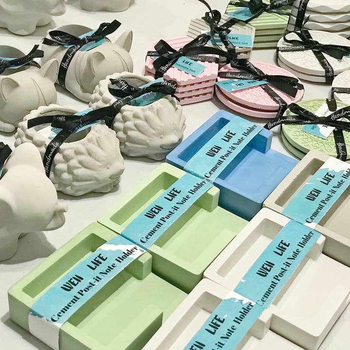 Weii Life Inc. – Engroshandel Skrivebordsindretning – Post‑IT Bemærk Cement Holder-Beton Sticky Note Cube Holder7