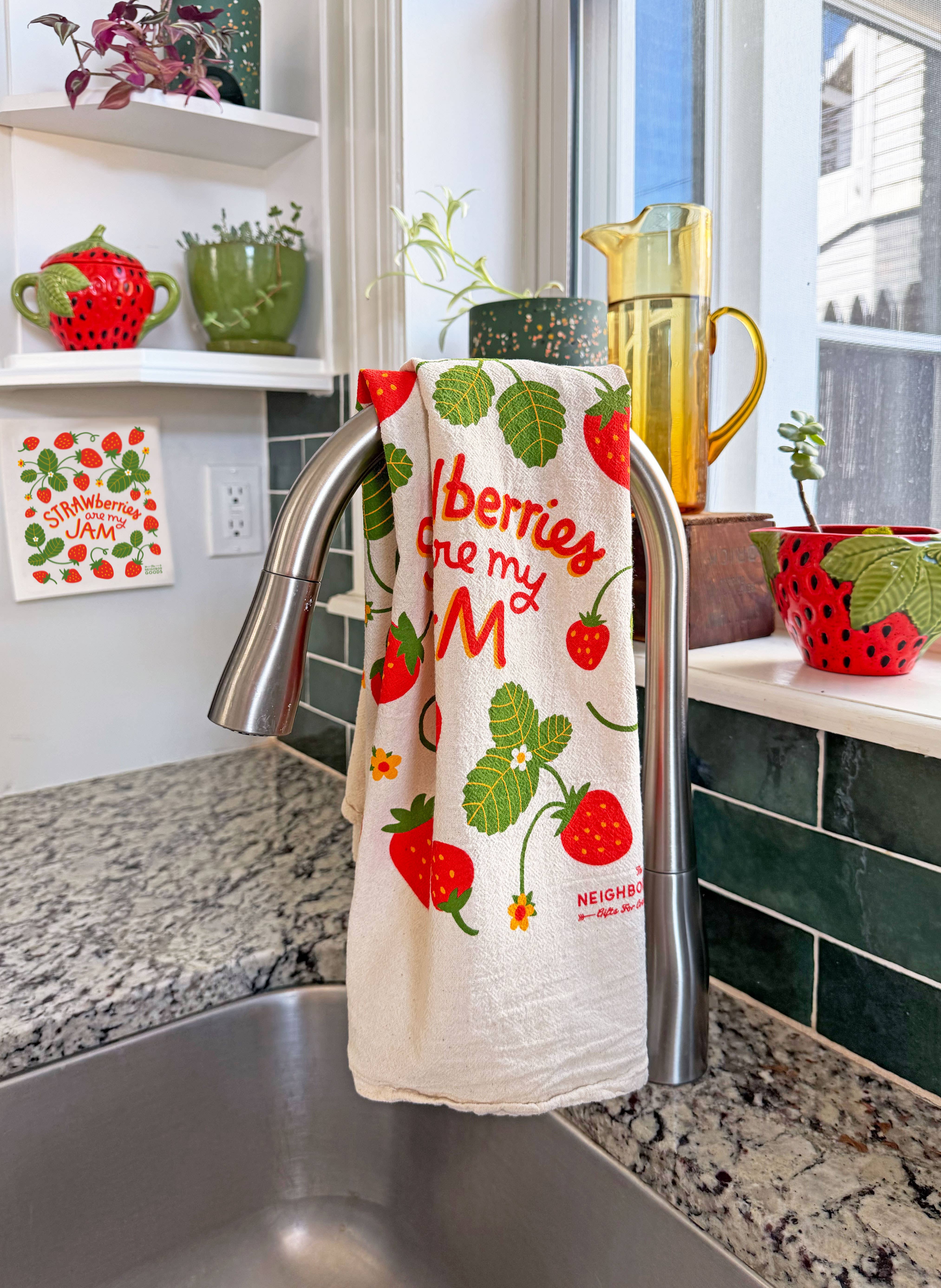 The Neighborgoods - Wholesale Tea Towel - MARI BERRY (Marigold, Strawberry) - Tea Towel Set of 25