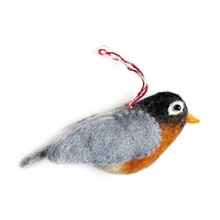 Robin Felt Wool Bird Ornament for wholesale by Ornaments 4 Orphans