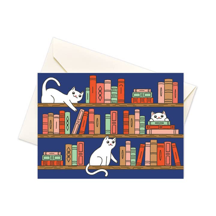 Seltzer Goods - Wholesale Stationery/Notecard Set - Bookshelf Cats Boxed Notes0