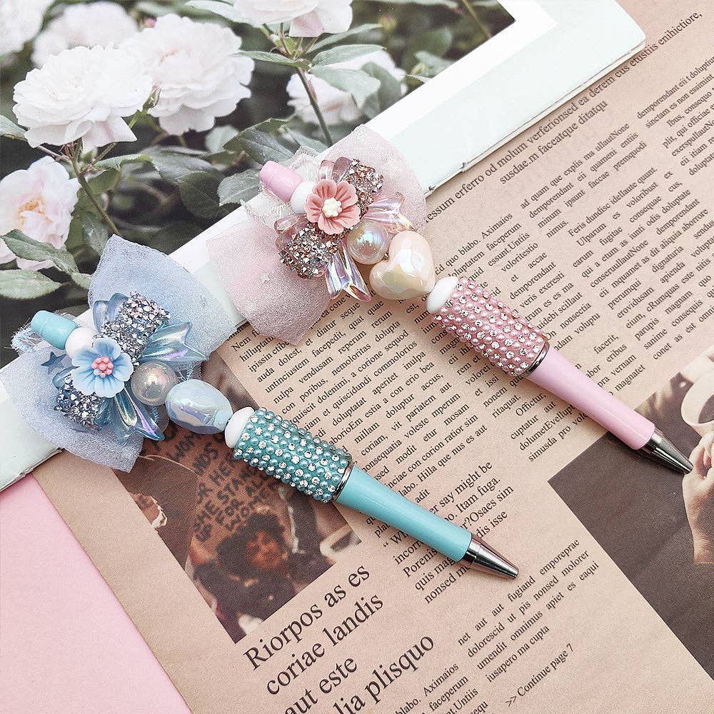 KiddieKickz - Venta al por mayor Bolígrafo - Bolígrafo con diamantes de imitación con forma de lazo hecho a mano, hecho a mano, estilo boutique3