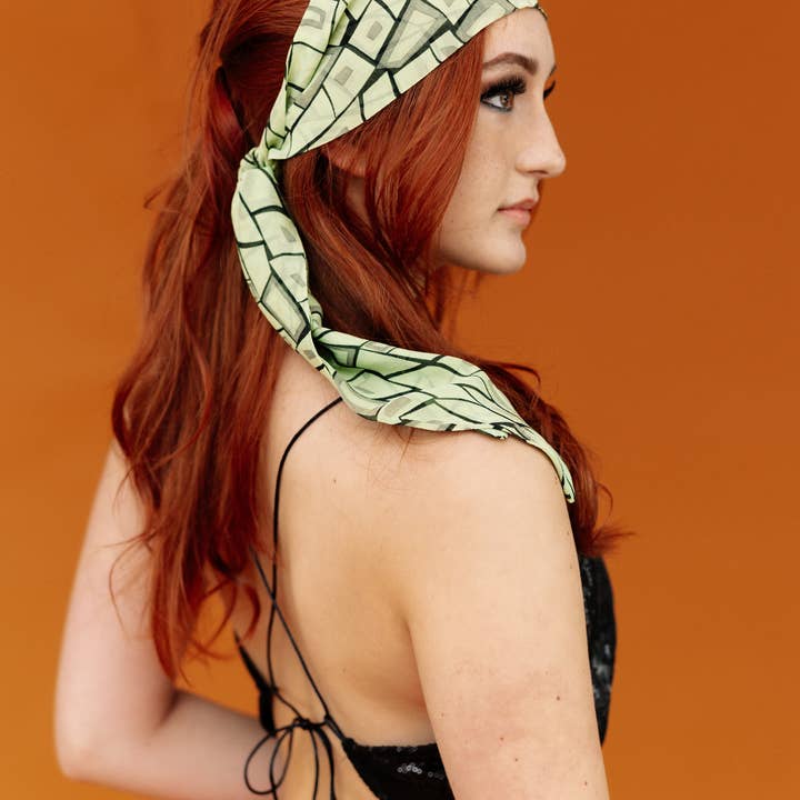 Faixa de cabelo em seda neon com padrão geométrico por atacado de FashionMeme LLC