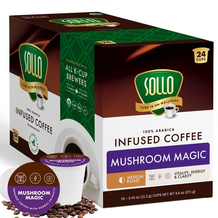 Bâtonnets de café instantané infusé aux champignons magiques, 24 unités pour la vente par Sollo Wellness
