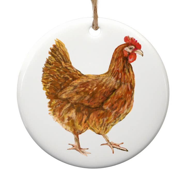 MerikaArt - Wholesale Ornament - Brown Hen Ceramic Christmas Ornament0