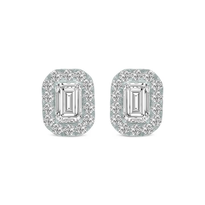 Szul USA LLC - Wholesale Stud/Post Earrings - 1 CTW Emerald Lab Grown Diamond Earrings in 14K White Gold