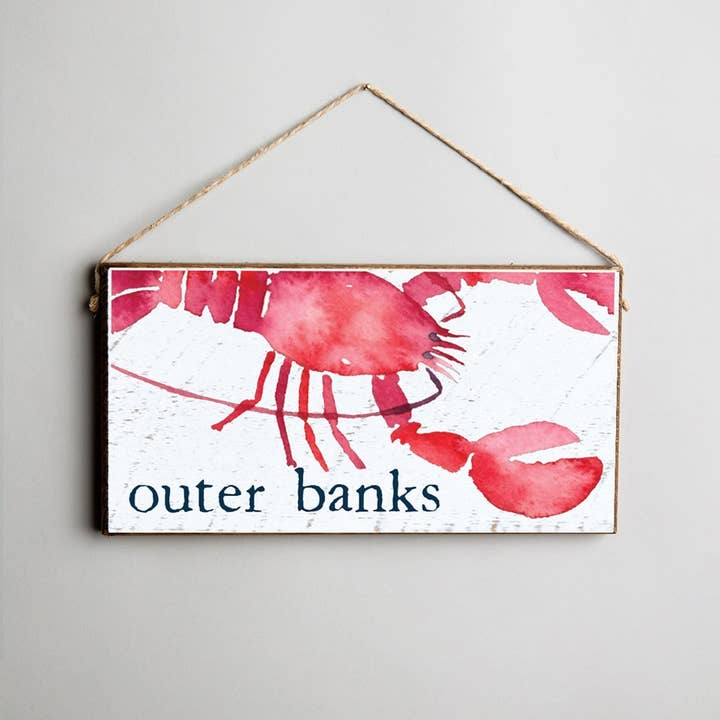 Rustic Marlin - Wholesale Bord/bordje - Gepersonaliseerd aquarel kreeft touw hangend bord
