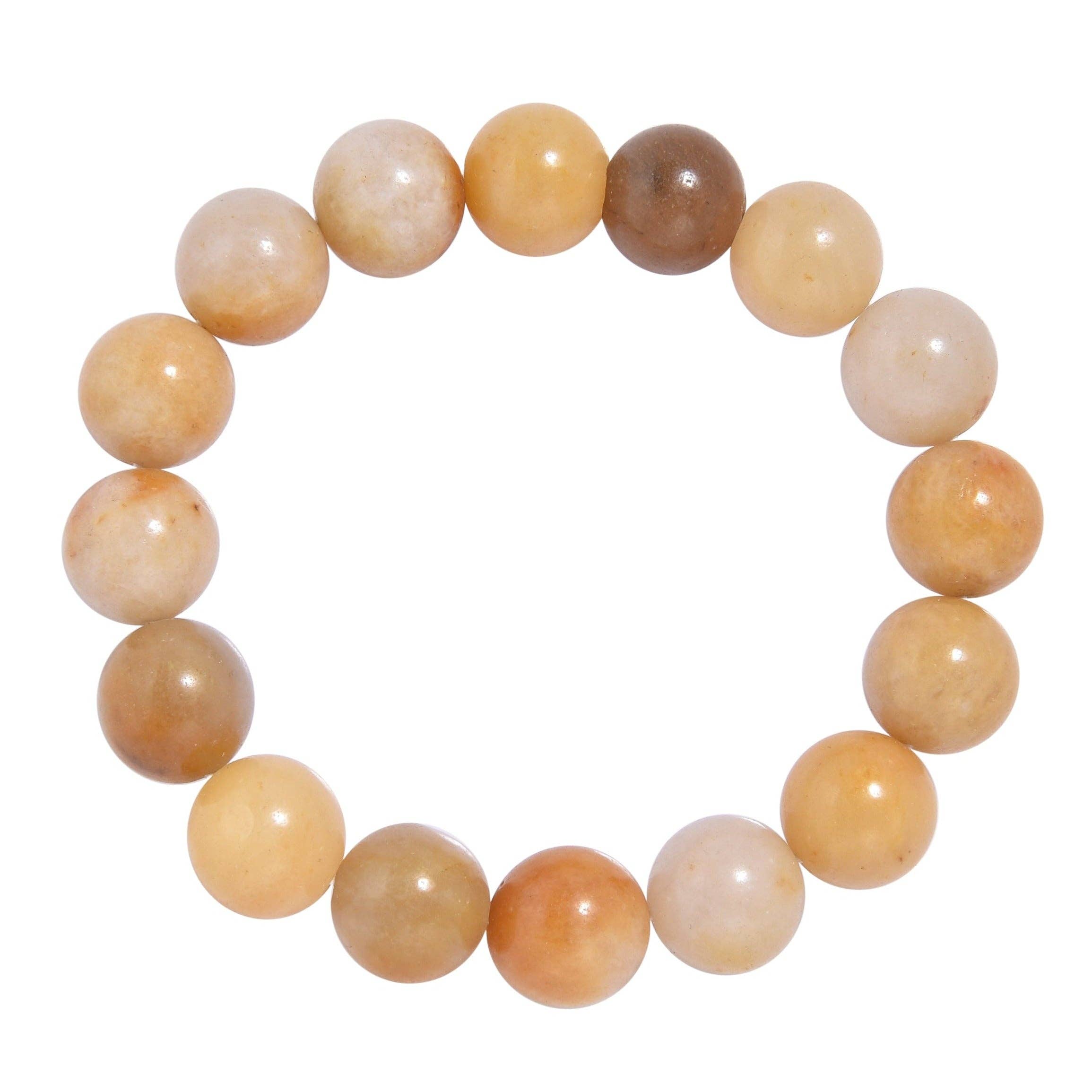 Ole - Wholesale Beaded Bracelet - Golden Jade Stone Stretch Bracelet B1993-4MM3