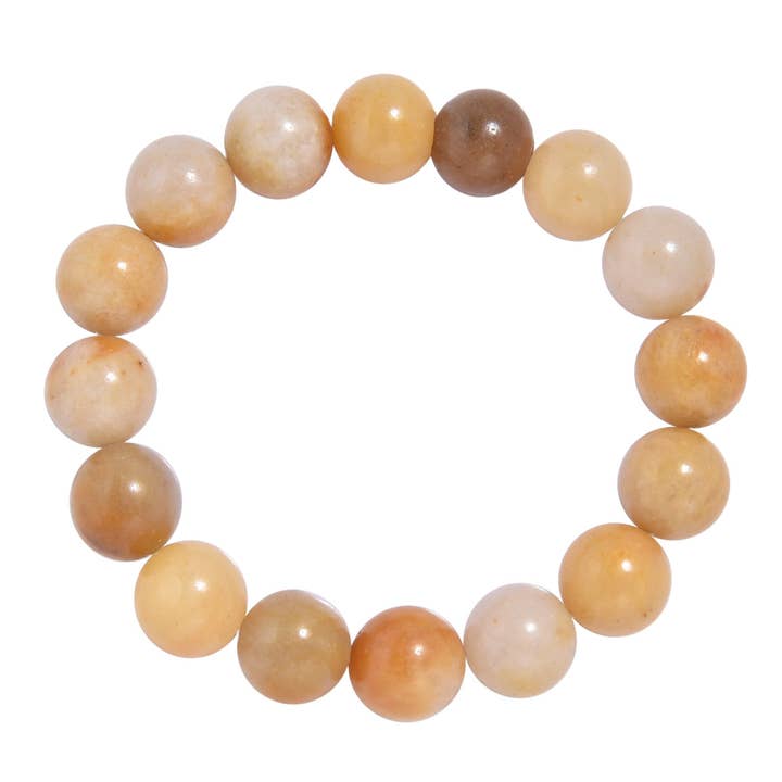 Ole - Vente Bracelet de perles - Bracelet extensible en pierre de jade doré B1993-4MM3