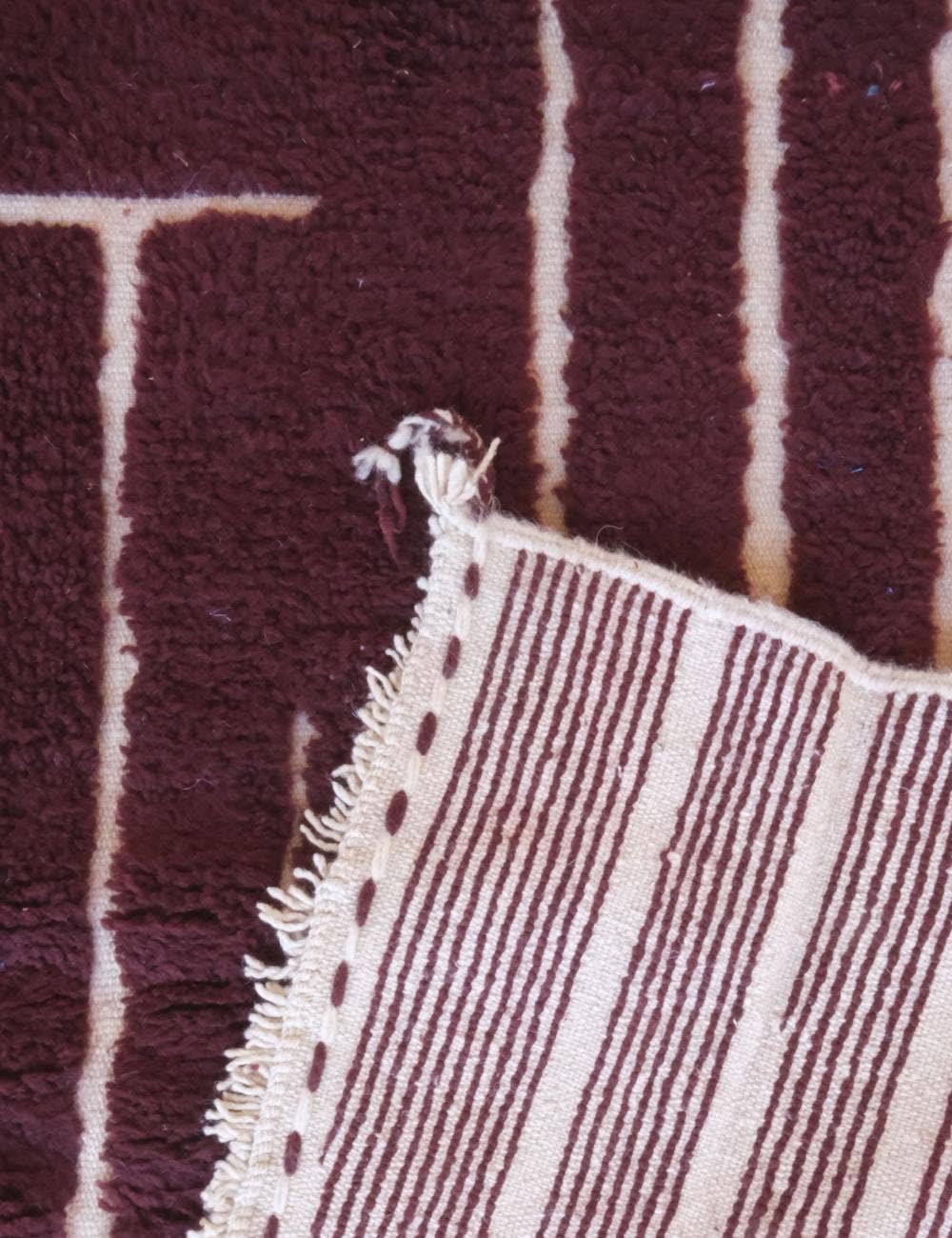 bazarifinagh - Wholesale Area Rug - Handmade Burgundy Textured Moroccan Wool Rug 7x9ft6