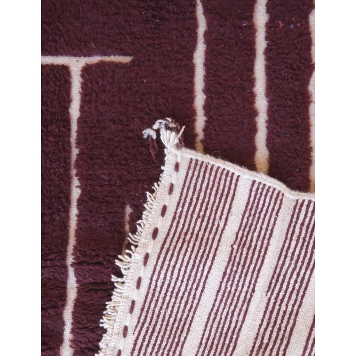 bazarifinagh - Wholesale Area Rug - Handmade Burgundy Textured Moroccan Wool Rug 7x9ft6