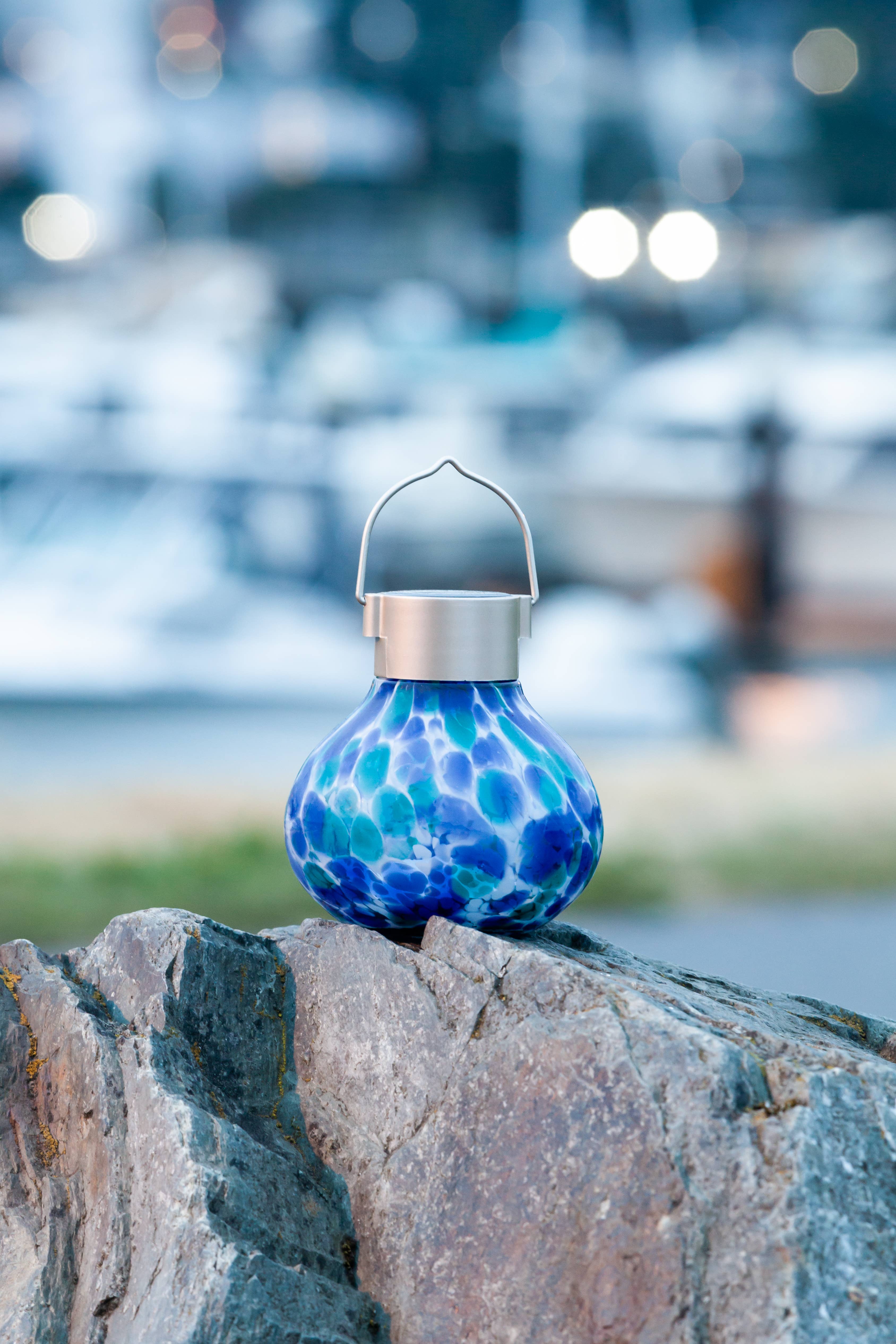 Allsop Home & Garden - Wholesale Outdoor/Lawn Light - Tea Lantern - 5" Glass Outdoor Solar Lantern - Tidal Blue18