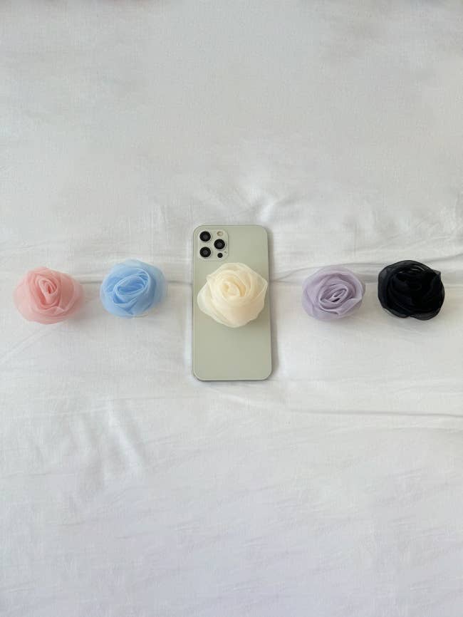 MOND HAUS – wholesale Phone grip – Caliana Phone Grip | Sheer Satin Organza Fabric Rose Charm9