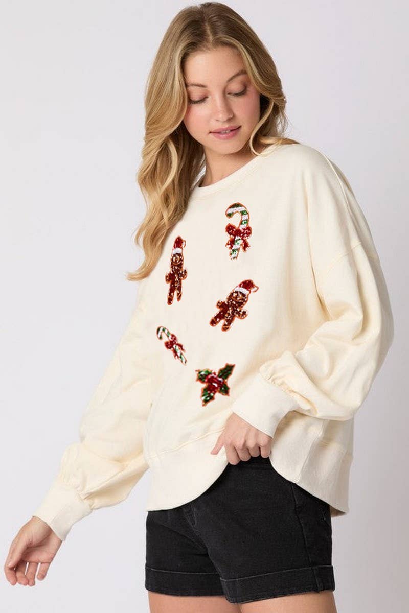 NINEXIS - Wholesale Blouse - Women's - CWTBLL01238_SEQUIN GINGERBREAD MAN CHRISTMAS SWEATSHIRT5