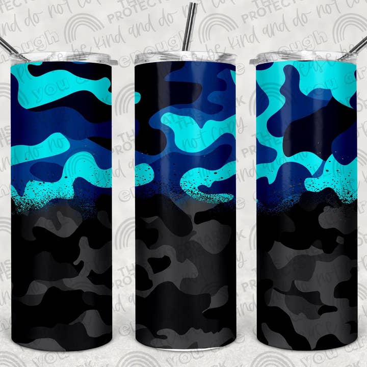 Camo Black & Blue Tumber for wholesale by Hello Sunshine Boutique