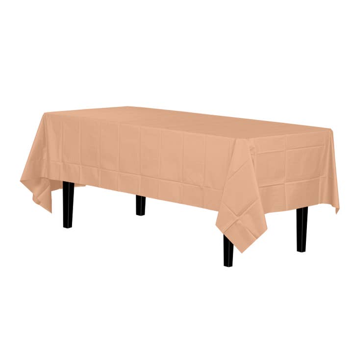 Peach Disposable Plastic Tablecloth - 54 in. x 108 in. for wholesale on Faire