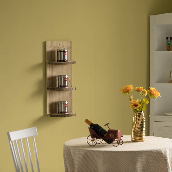 Quickway Imports - Wholesale Free Standing Shelf - Natural Wooden Three Sliced Log Wood Shelf Display