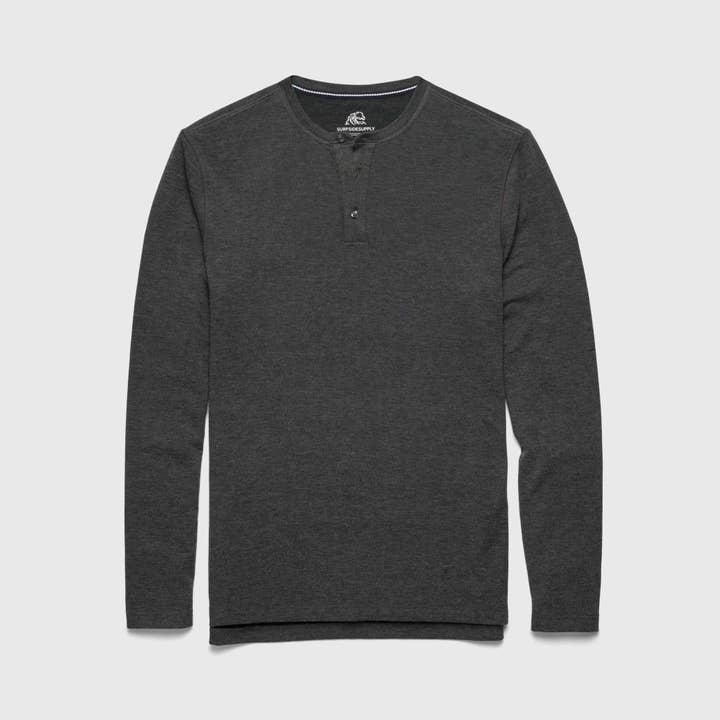 Sean Ultra Soft Classic Henley - Charbon Chiné pour la vente par SURFSIDESUPPLY