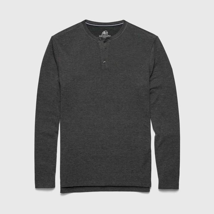 Sean Ultra Soft Classic Henley - Charcoal Heather for wholesale by SURFSIDESUPPLY