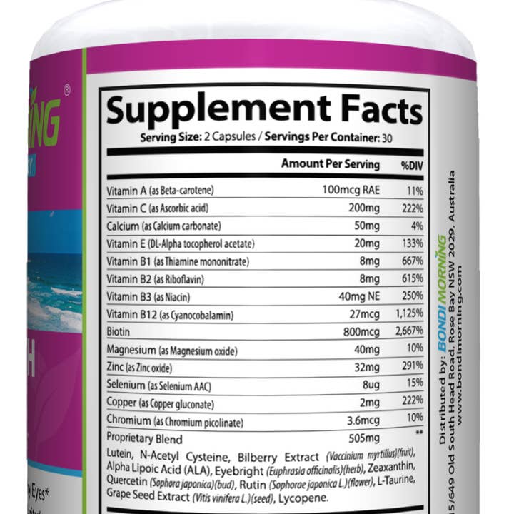 Bondi Morning - Wholesale Oral Supplement/Vitamin - Eye Health Plus, 60 Capsules