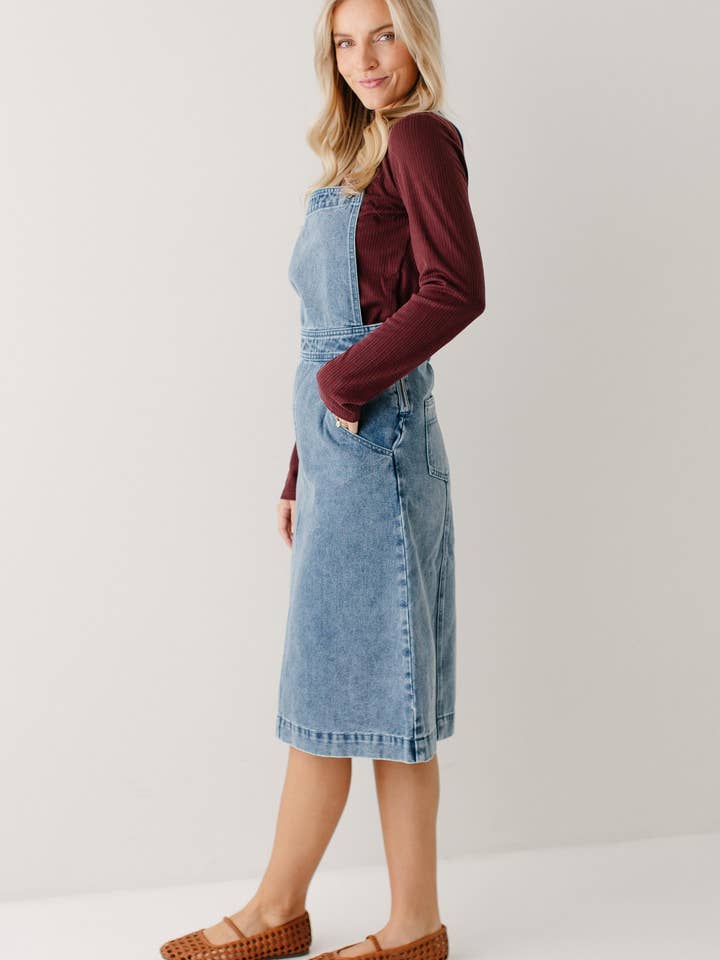 Vintage Wash 'Bailey' Denim Overall Dress for wholesale on Faire5