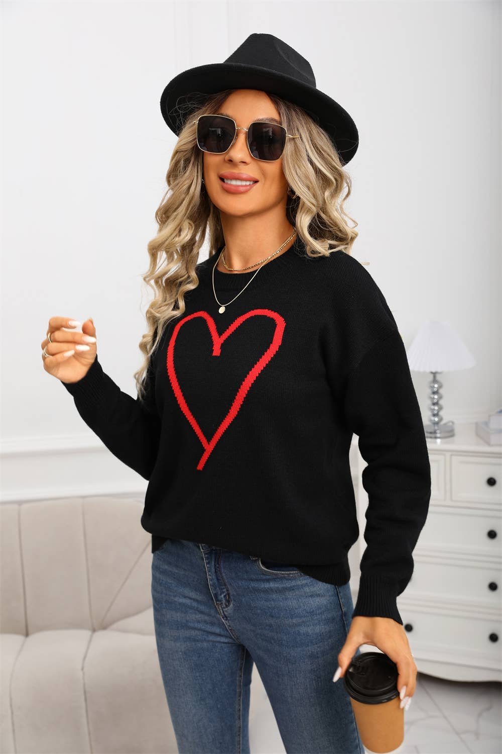Hope & Sunshine - Wholesale Knit Sweater - Women's - Valentine's Heart Pullover Sweater24