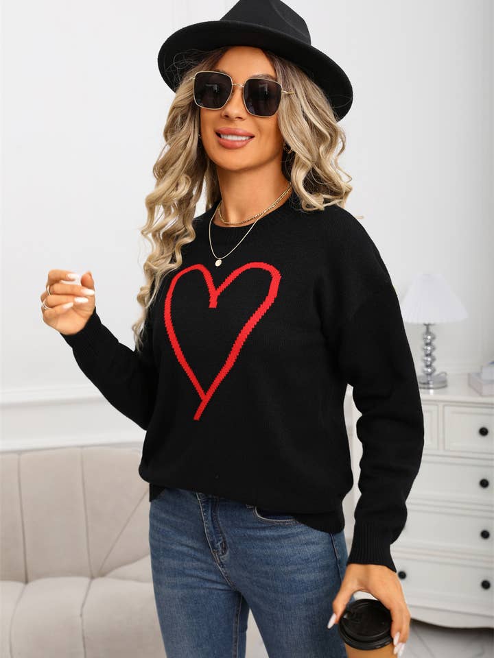 Hope & Sunshine - Wholesale Knit Sweater - Women's - Valentine's Heart Pullover Sweater24