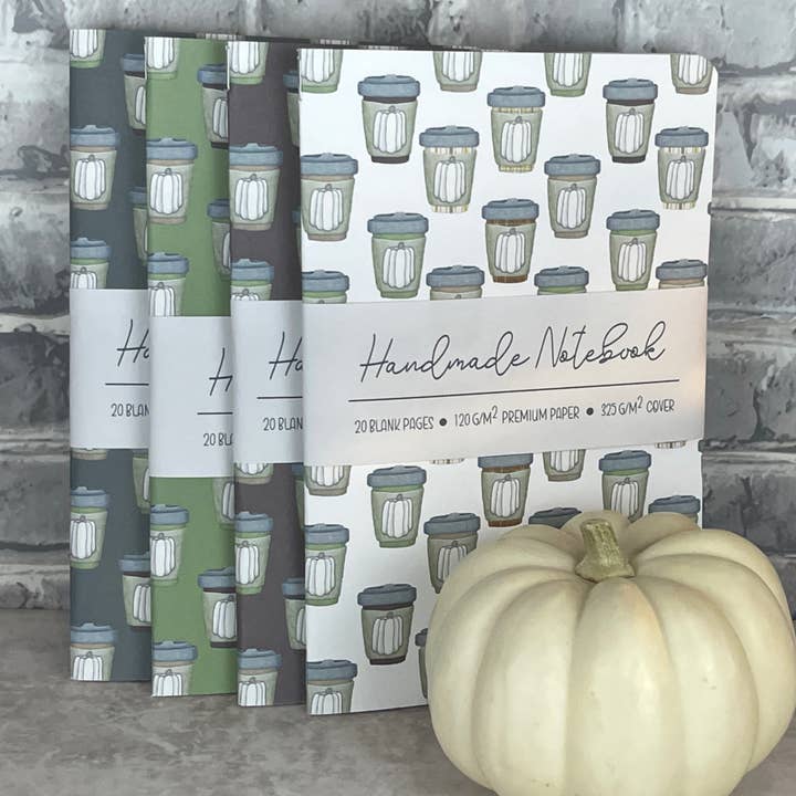 4-pak Bundle Pumpkin Spice Pattern Håndlavede A5 notesbøger for engroshandel hos Art by Erica H & Rebel Stitchers