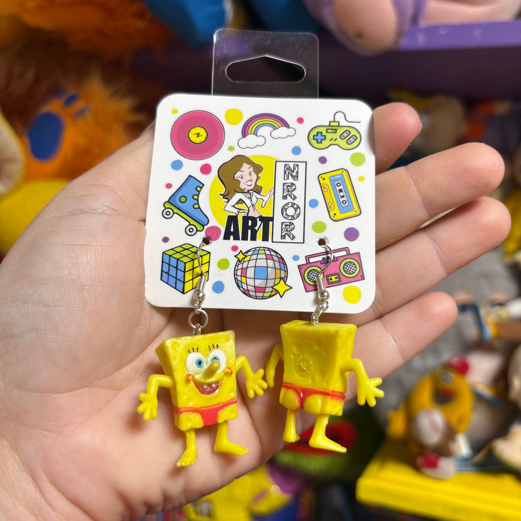 NO RHYME OR REASON ART - Wholesale Dangle Earrings - Spongebob in a Speedo Earrings - 2011 - Vintage, Upcycled1