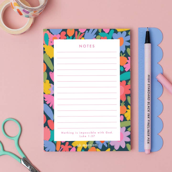 Flowery Nights A6 Notepad for wholesale by Ali Marriott