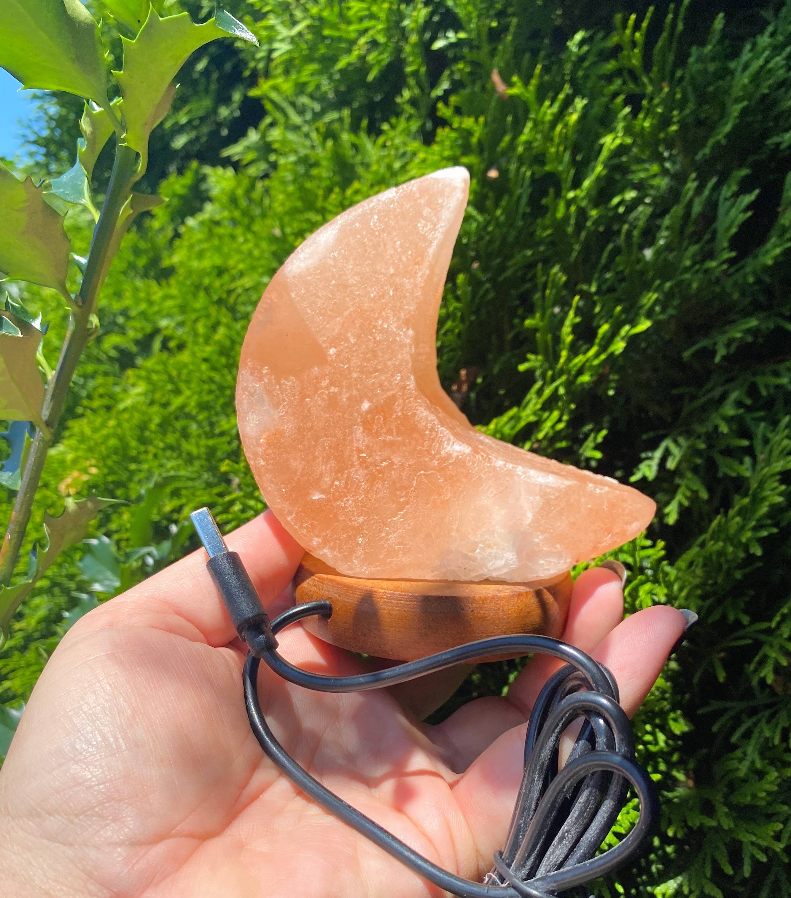 Coconut Quartz – Candeeiro de sal por atacado – Luminária de Sal Rosa do Himalaia em Forma de Lua Crescente com Luz Noturna6