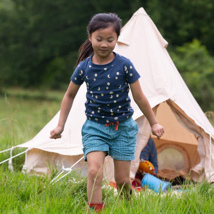 Horizon Blue Striped By The Sea Twill Shorts for wholesale on Faire5