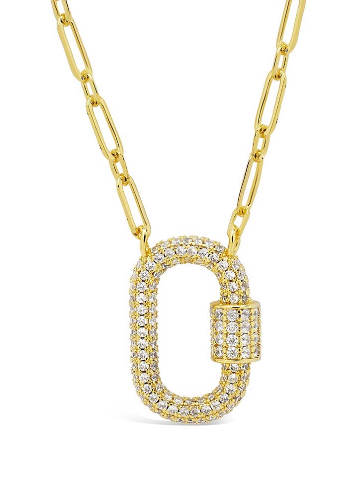 Pave CZ Carabiner Lock Necklace for wholesale by Sterling Forever