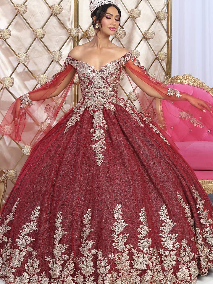 LA Merchandise - Wholesale Gown - Women's - LA221 V-neck Embroidered Quinceanera Ball Gown