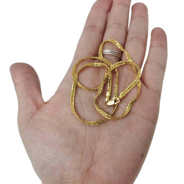Aim Eternal - Wholesale Link & Chain Necklace - 17.7" 24K Gold Filled Herringbone Necklace, 2.3mm In Width
