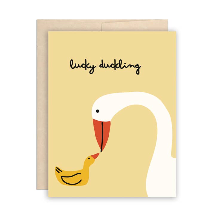 Lucky Duckling New Baby Cute Duck Swan Congratulations Card for wholesale by The Beautiful Project